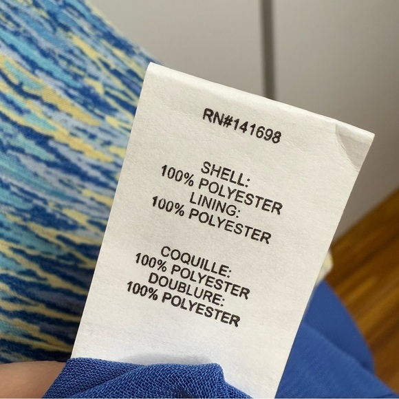 Ramy Brook Giana Handkerchief Hem Midi Dress in Spring Navy Chevron Print XS NWT - Picture 7 of 13